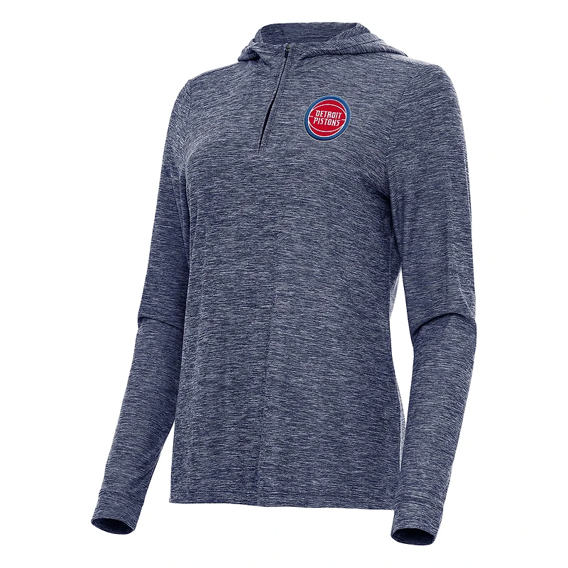 Sweat à capuche Daybreak fermeture éclair quart de tour pour femme, bleu marine chiné, des Detroit Pistons