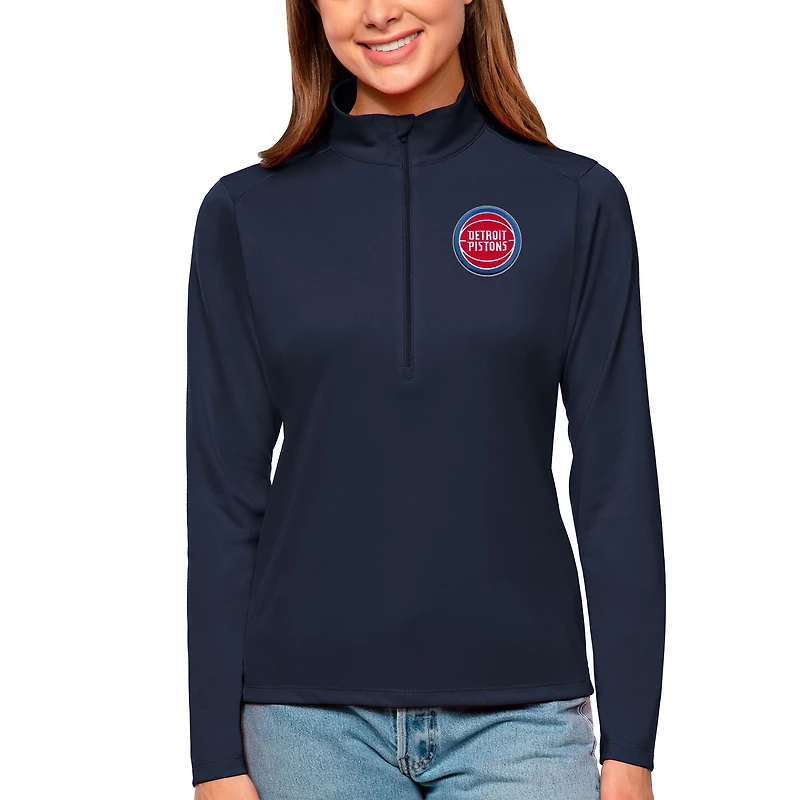 Haut demi-zippé bleu marine Antigua pour femme, hommage aux Detroit Pistons