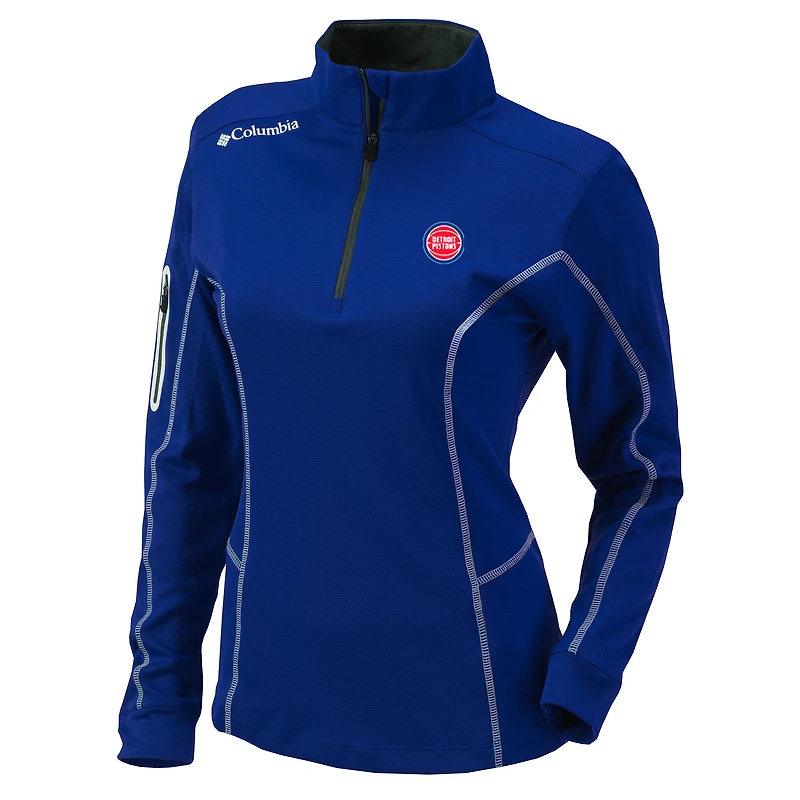 Women's Columbia Blue Detroit Pistons Omni-Wick Shotgun Quarter-Zip Pullover Top