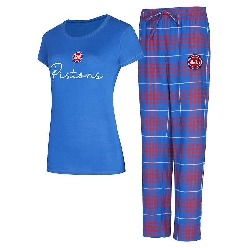 Women's Concepts Sport Blue/Red Detroit Pistons Vector Top & Flannel Pants Sleep Set