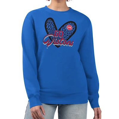 Sweat-shirt en polaire à motif léopard et cœur G-III 4Her par Carl Banks Royal Detroit Pistons pour femme