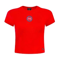 Women's Hype and Vice  Red Detroit Pistons Small Logo Cropped Baby T-Shirt