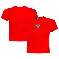 T-shirt court bébé à petit logo Detroit Pistons rouge de la marque Hype and Vice pour femmes