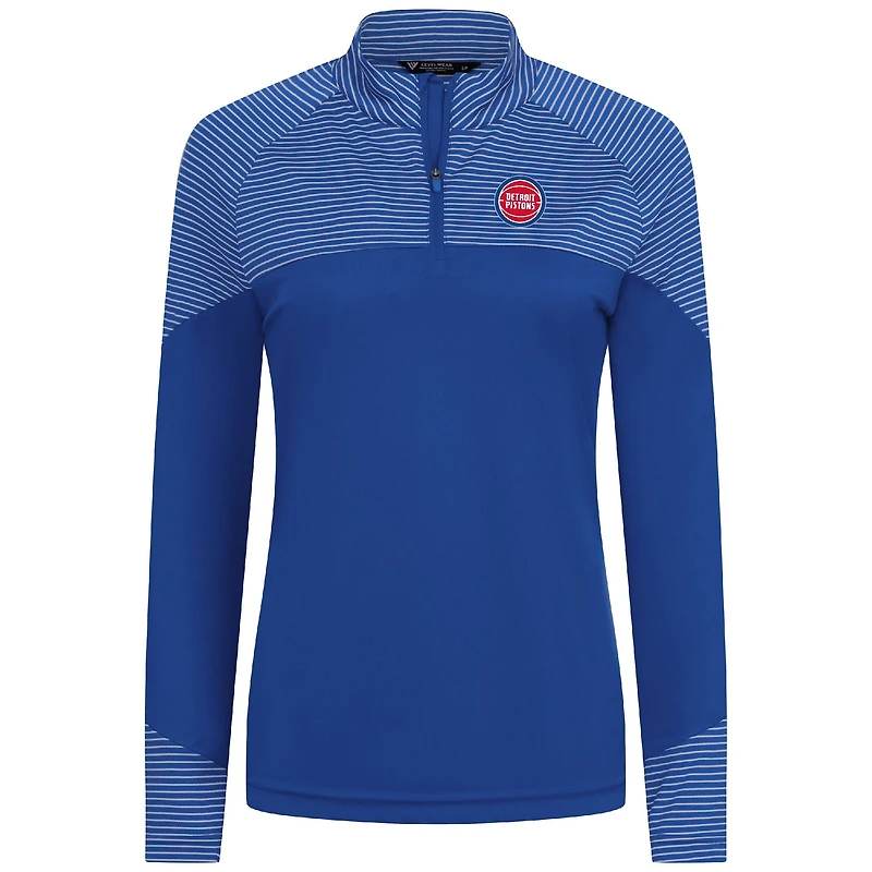 Women's Levelwear Royal Detroit Pistons Classic Stripes Quarter-Zip Top