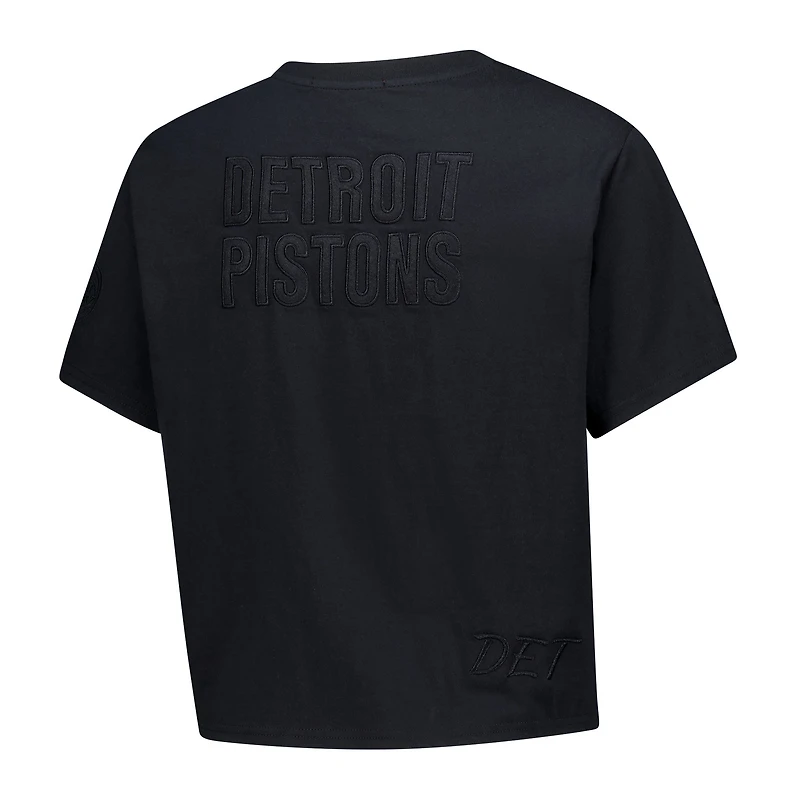 Women's Mitchell & Ness Black Detroit Pistons Phantom Cropped T-Shirt