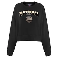 Women's Pro Standard  Black Detroit Pistons Glam Cropped Pullover Sweatshirt