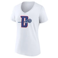 Women's  White Detroit Pistons Alternate Logo V-Neck T-Shirt