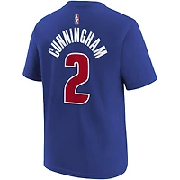 T-shirt avec nom et numéro d'icône des Detroit Pistons Cade Cunningham pour jeunes, bleu