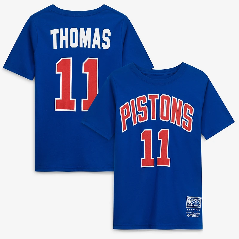 Youth Isiah Thomas Blue Detroit Pistons Hardwood Classics Name & Number T-Shirt
