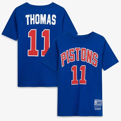 Youth Isiah Thomas Blue Detroit Pistons Hardwood Classics Name & Number T-Shirt