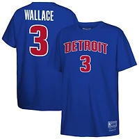 T-shirt Mitchell & Ness Ben Wallace bleu Detroit Pistons Hardwood Classics pour enfant, nom et numéro