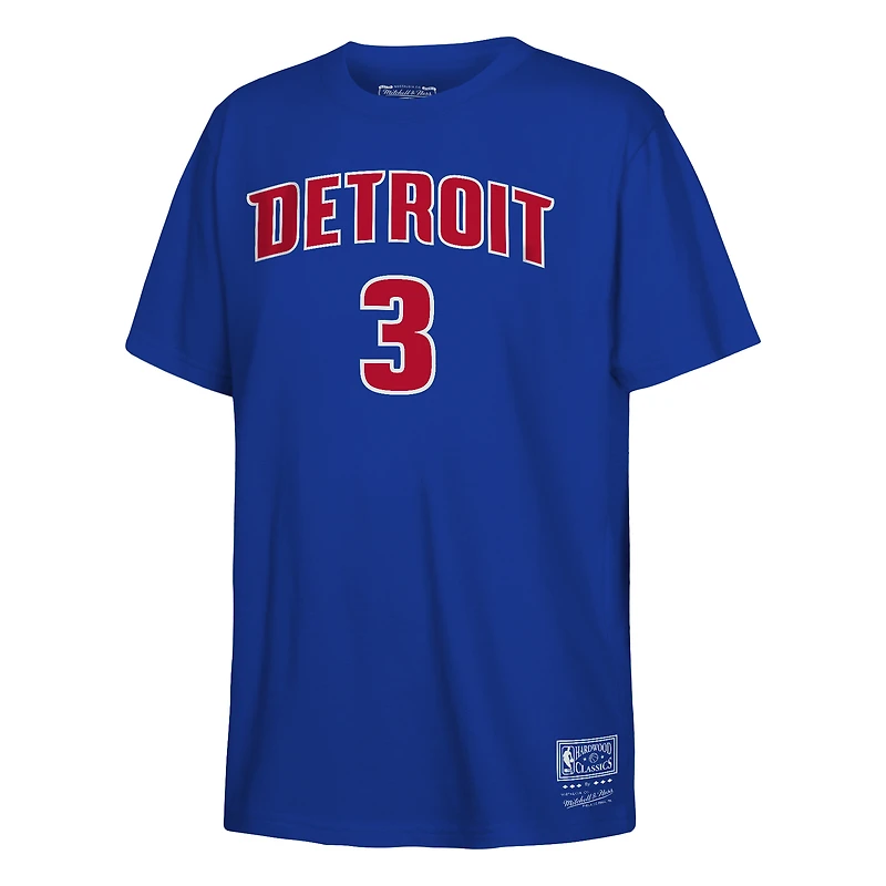 Youth Mitchell & Ness Ben Wallace Blue Detroit Pistons Hardwood Classics Name Number T-Shirt