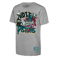 Youth Mitchell & Ness  Heather Gray Detroit Pistons Hardwood Classics Play by T-Shirt