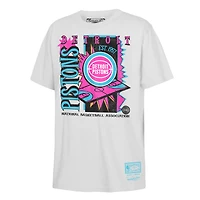 T-shirt Mitchell & Ness blanc Detroit Pistons Neon Court Shock pour enfant