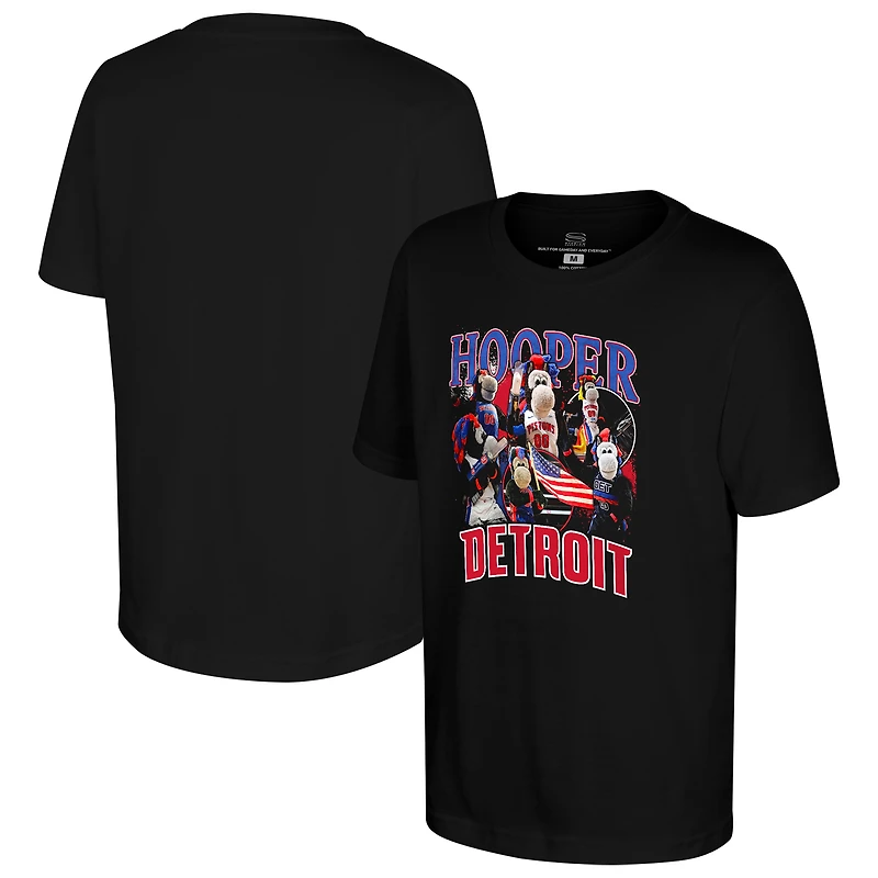 Youth Stadium Essentials Black Detroit Pistons Mascot Crossroads T-Shirt