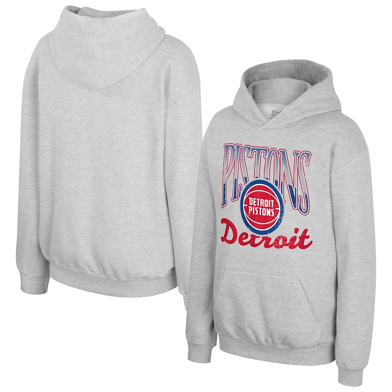 Sweat à capuche Youth Stadium Essentials gris chiné Detroit Pistons Sky High