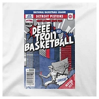 Youth Stadium Essentials White Detroit Pistons Comic Book Cover T-Shirt