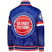 Youth Starter Blue Detroit Pistons Home Game Varsity Satin Full-Snap Jacket