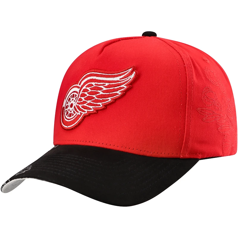 Casquette ajustable Mitchell & Ness rouge/noir Detroit Red Wings May Flowers Pro Crown