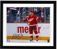 Alex DeBrincat Detroit Red Wings Autographed 16" x 20" Red Jersey Celebrating Photograph