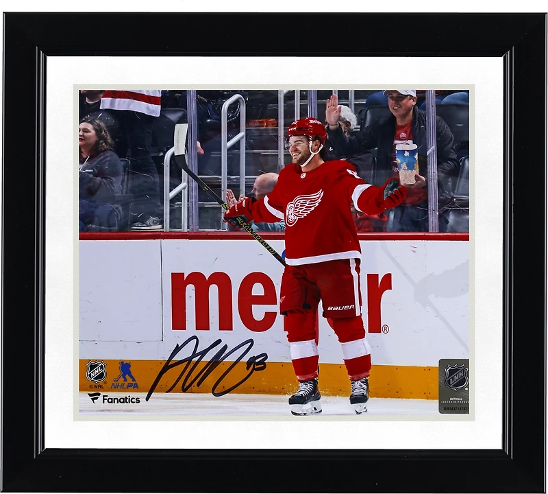 Alex DeBrincat Detroit Red Wings Autographed 8" x 10" Red Jersey Celebrating Photograph