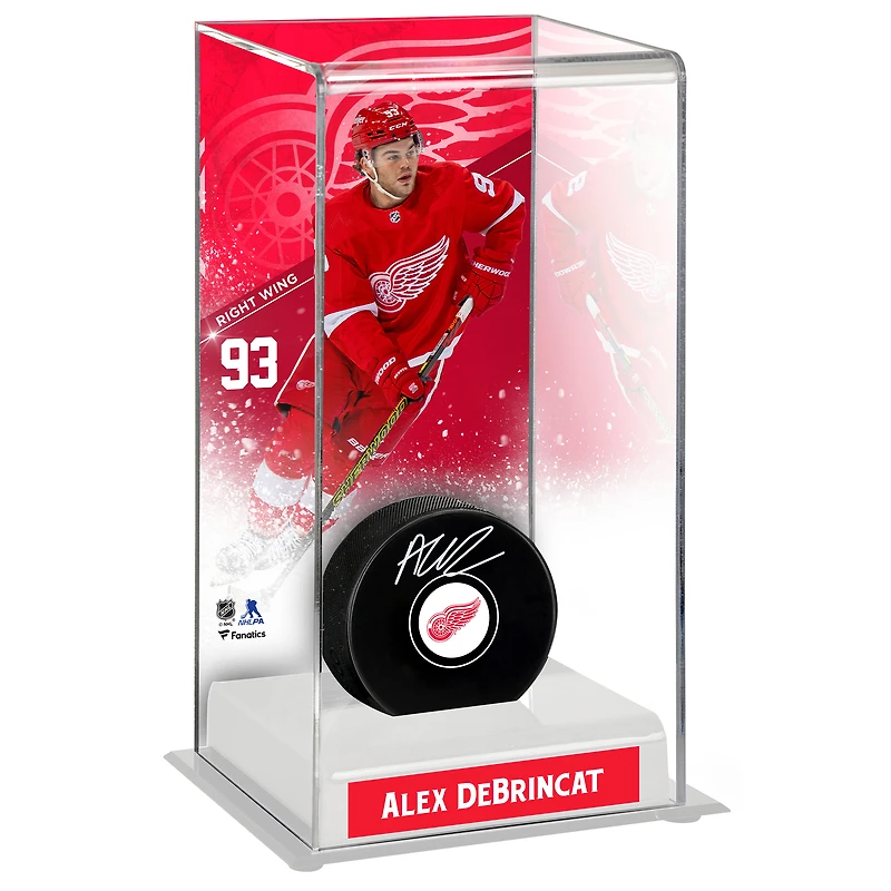 Rondelle de hockey autographiée par Alex DeBrincat des Red Wings de Detroit avec étui de luxe