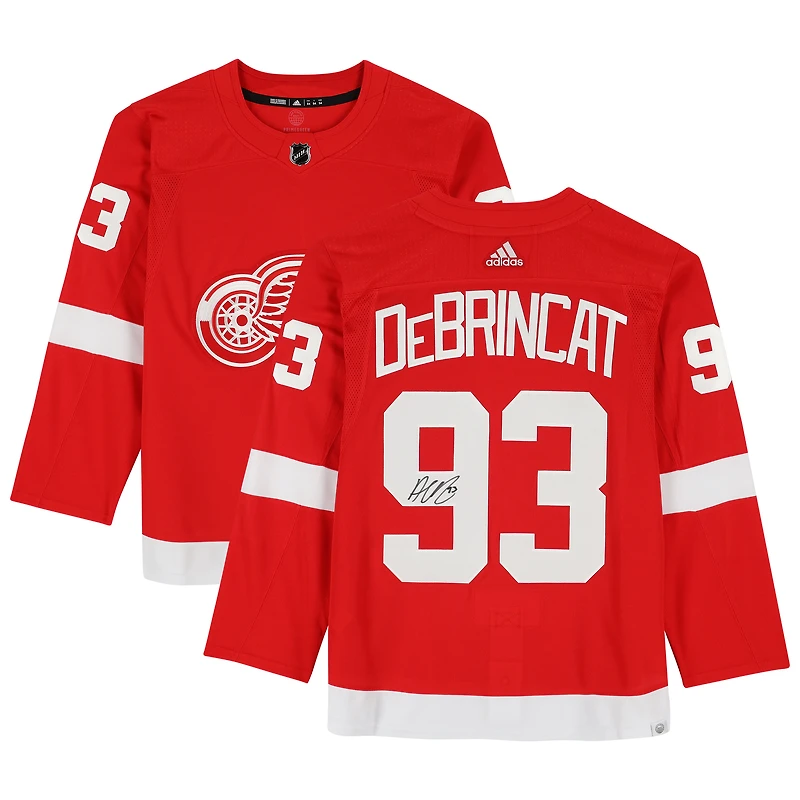 Maillot authentique adidas rouge autographié par Alex DeBrincat des Red Wings de Detroit