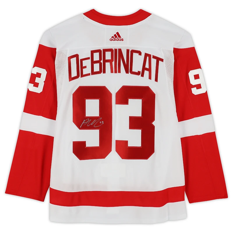 Maillot adidas authentique blanc autographié par Alex DeBrincat des Red Wings de Detroit