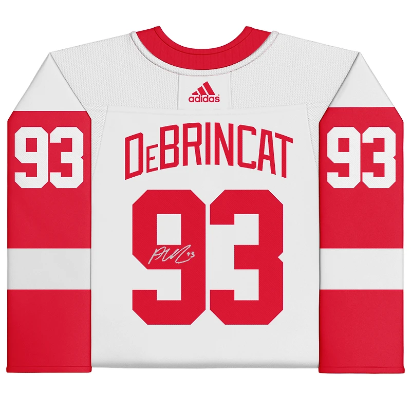 Maillot adidas authentique blanc autographié par Alex DeBrincat des Red Wings de Detroit