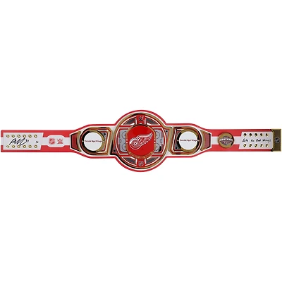 Ceinture de titre WWE Legacy autographiée par Alex DeBrincat des Detroit Red Wings avec inscription « Lets Go Red Wings » - Édition limitée à 5 exemplaires
