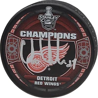 Chris Chelios Detroit Red Wings Autographed 2008 Stanley Cup Champions Logo Hockey Puck