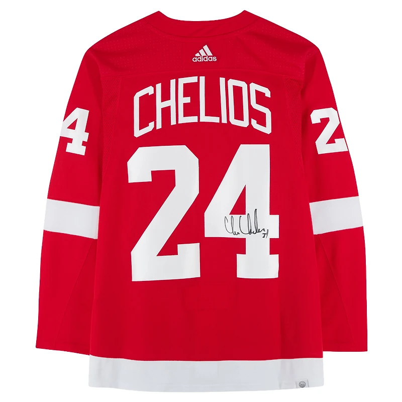 Maillot rouge adidas autographié de Chris Chelios, des Red Wings de Détroit