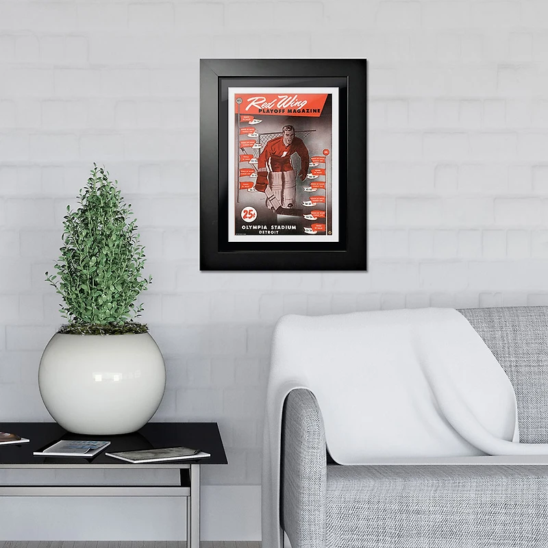 Detroit Red Wings 1958 Red Wing Magazine Playoff Edition - Couverture de programme encadrée 12 '' x 16 ''