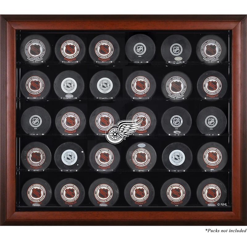 Vitrine de présentation en acajou pour 30 rondelles des Red Wings de Détroit