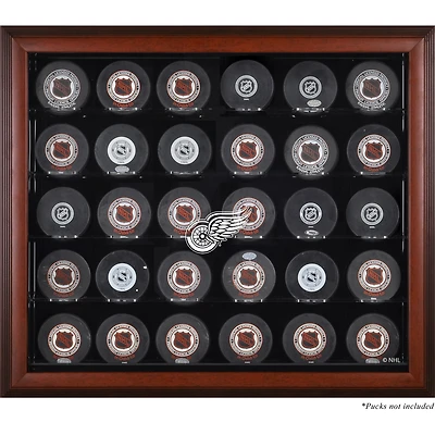 Vitrine de présentation en acajou pour 30 rondelles des Red Wings de Détroit