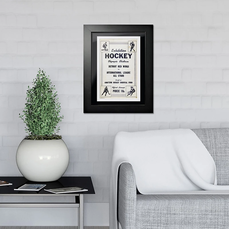 Detroit Red Wings Exhibition Hockey - Couverture de programme encadrée 12 '' x 16 ''