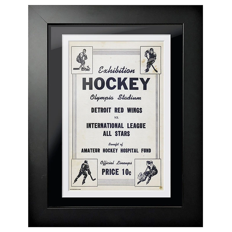 Detroit Red Wings Exhibition Hockey - Couverture de programme encadrée 12 '' x 16 ''