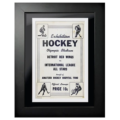 Detroit Red Wings Exhibition Hockey - Couverture de programme encadrée 12 '' x 16 ''