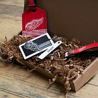 Detroit Red Wings - Coffret cadeau trois pièces en cuir avec étiquette personnalisée