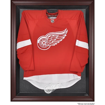 Vitrine de présentation encadrée en acajou pour maillots des Red Wings de Détroit
