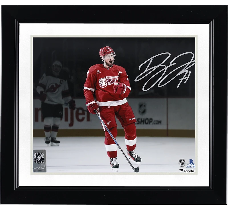 Dylan Larkin Detroit Red Wings Autographed 8" x 10" Red Jersey Celebration Spotlight Photograph