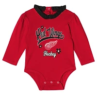 Ensemble 3 pièces pour bébé fille Detroit Red Wings Rink Queen, combinaison à manches longues, pantalon et bandeau