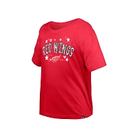 T-shirt à paillettes pour fille New Era Detroit Red Wings rouge