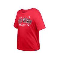 T-shirt à paillettes pour fille New Era Detroit Red Wings rouge