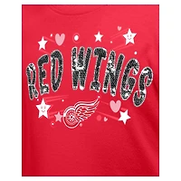 Girl's Youth New Era  Red Detroit Wings Flip Sequin T-Shirt