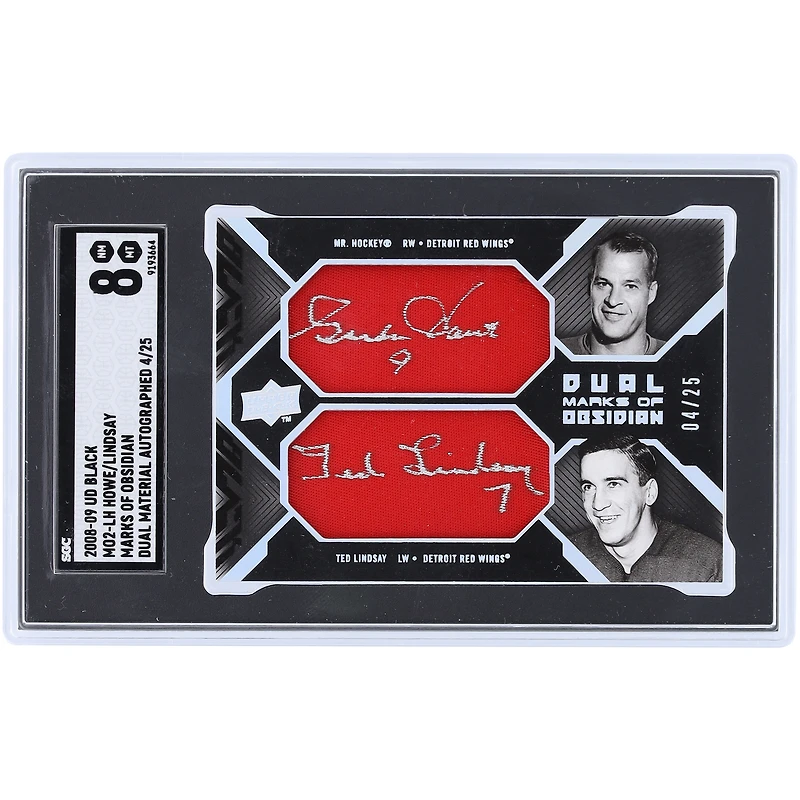 Gordie Howe et Ted Lindsay Detroit Red Wings 2008-09 Upper Deck Black Dual Cut Sig Relic #MO2-LH #4/25 SGC Authentifié 8 cartes