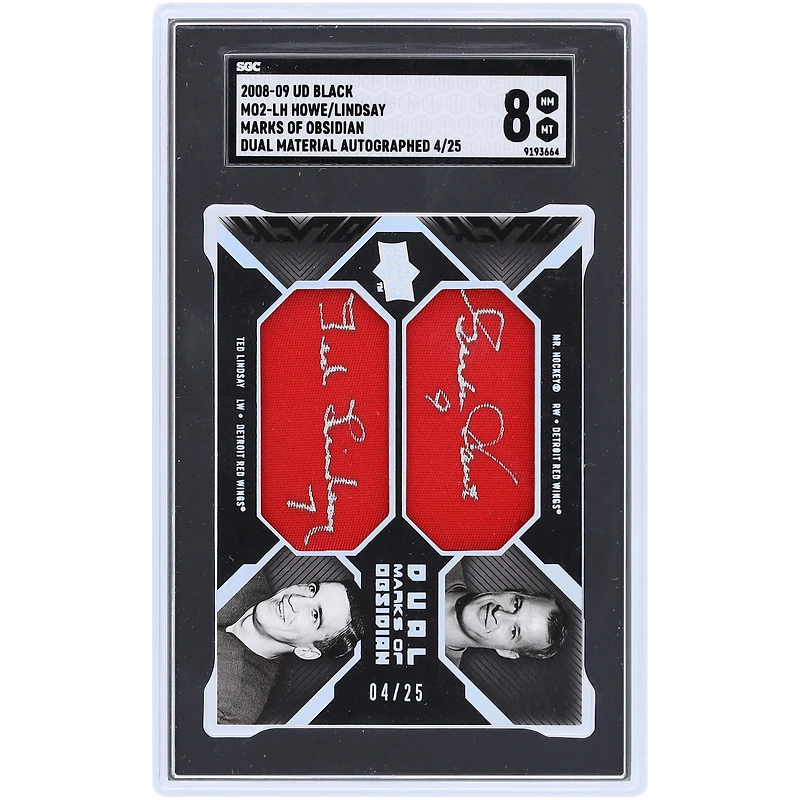 Gordie Howe et Ted Lindsay Detroit Red Wings 2008-09 Upper Deck Black Dual Cut Sig Relic #MO2-LH #4/25 SGC Authentifié 8 cartes
