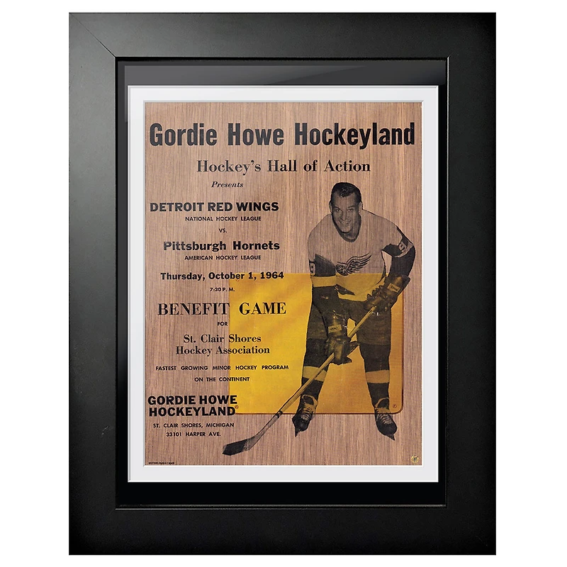 Gordie Howe Detroit Red Wings 1964 Hockey's Hall of Action - Couverture de programme encadrée 12'' x 16''