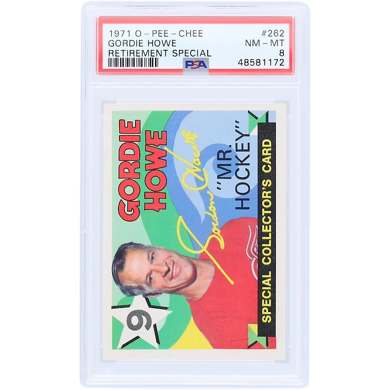 Gordie Howe Detroit Red Wings 1971 O-Pee-Chee Retirement Special #262 PSA Authentifié 8 Carte