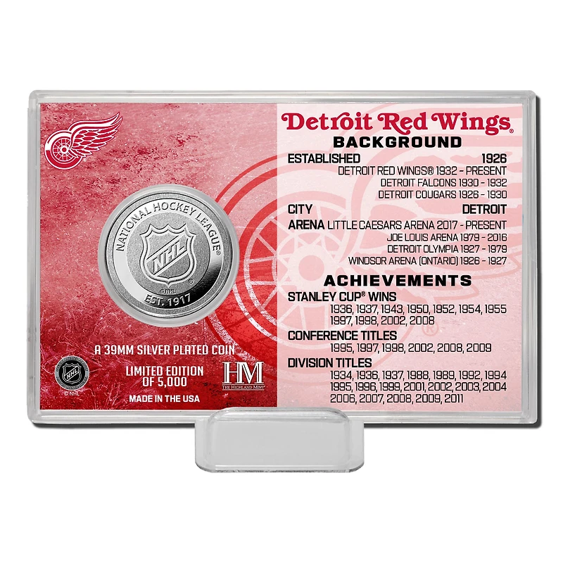 Highland Mint Detroit Red Wings Histoire de l'équipe - Coin Card
